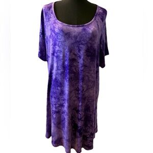 MONNURO Women’s Plus-Size Purple Short Sleeve Round Neck Dress, Size 4X
